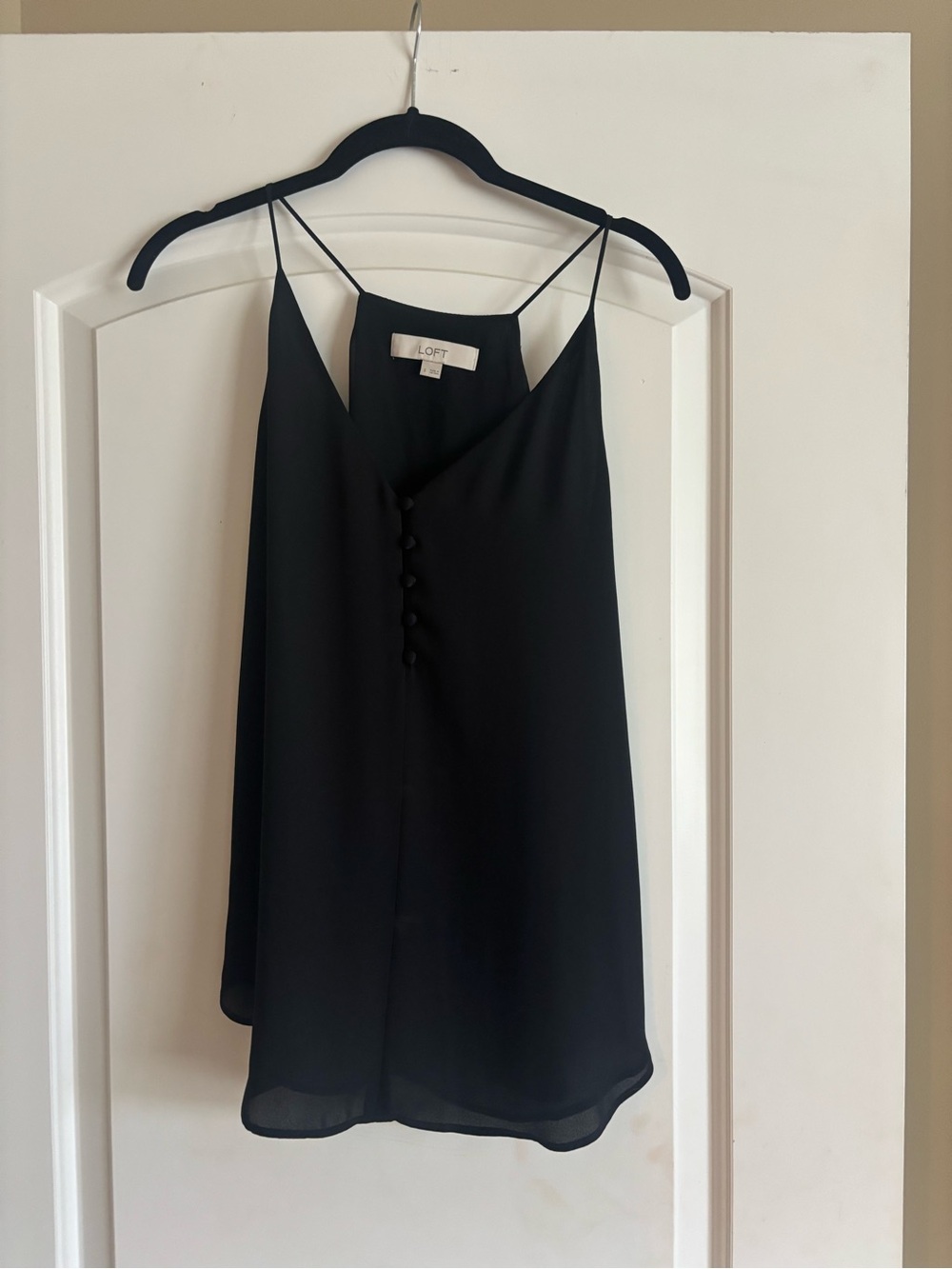 LOFT Black Spaghetti-Strap Button-Front Cami